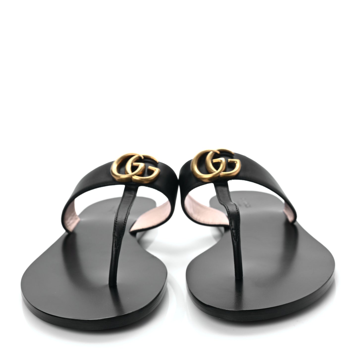 Calfskin GG Marmont Thong Sandals 41.5 Black