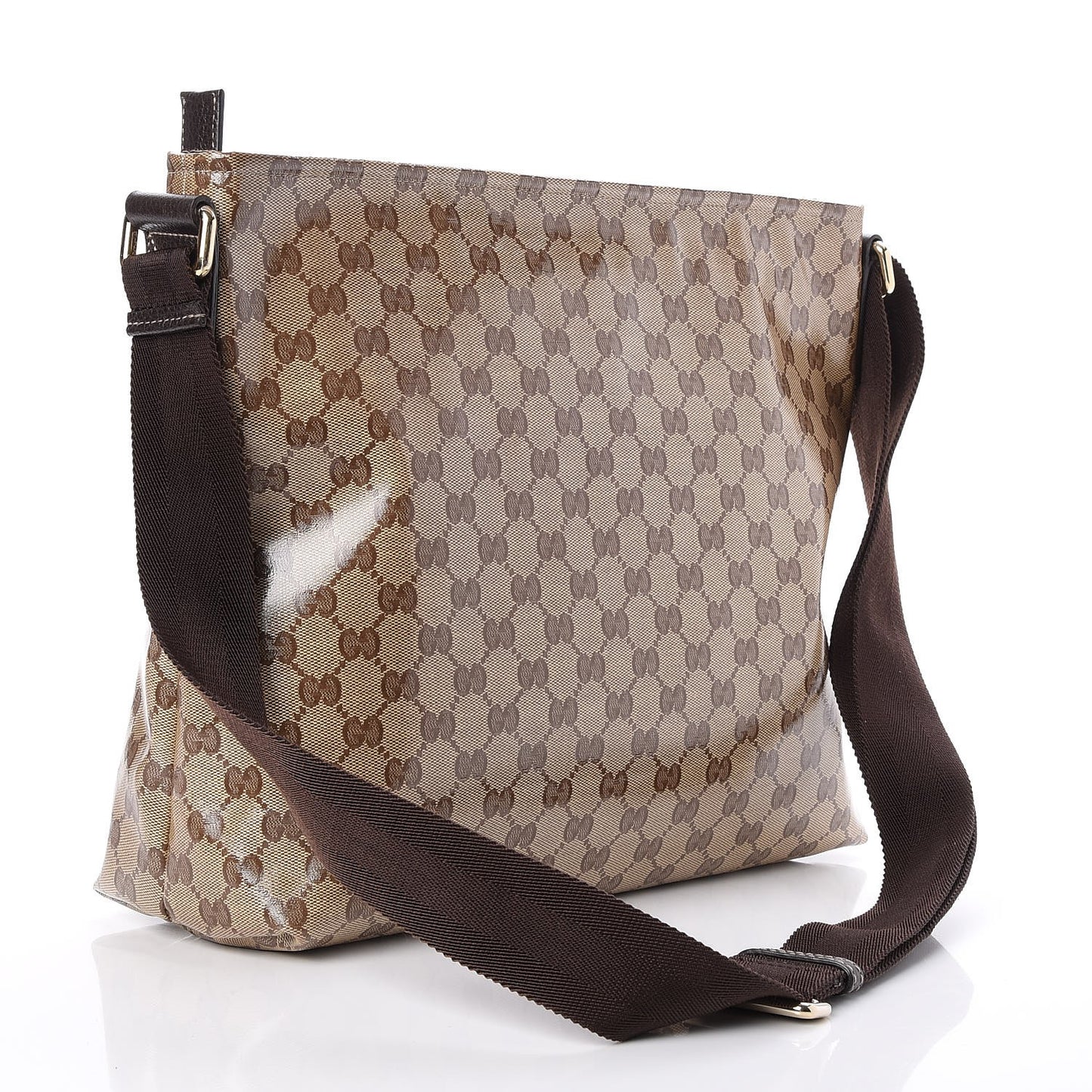 Crystal Monogram Large Flat Messenger Bag Dark Brown