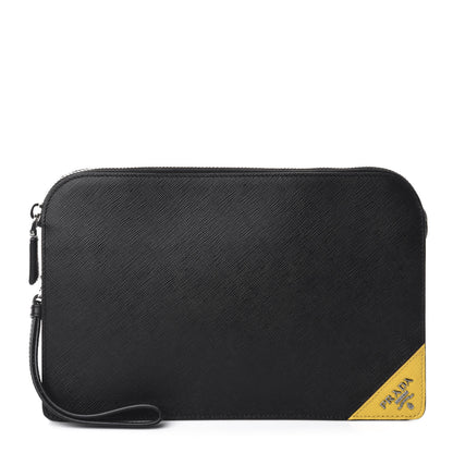 Prada Saffiano Travel Wristlet Clutch Black 1 of 11