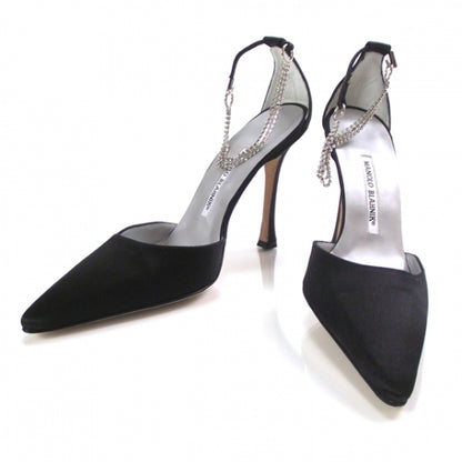 FASHIONPHILE MANOLOBLAHNIKSatinCrystalAnklePumps39.5Black 1 of 8