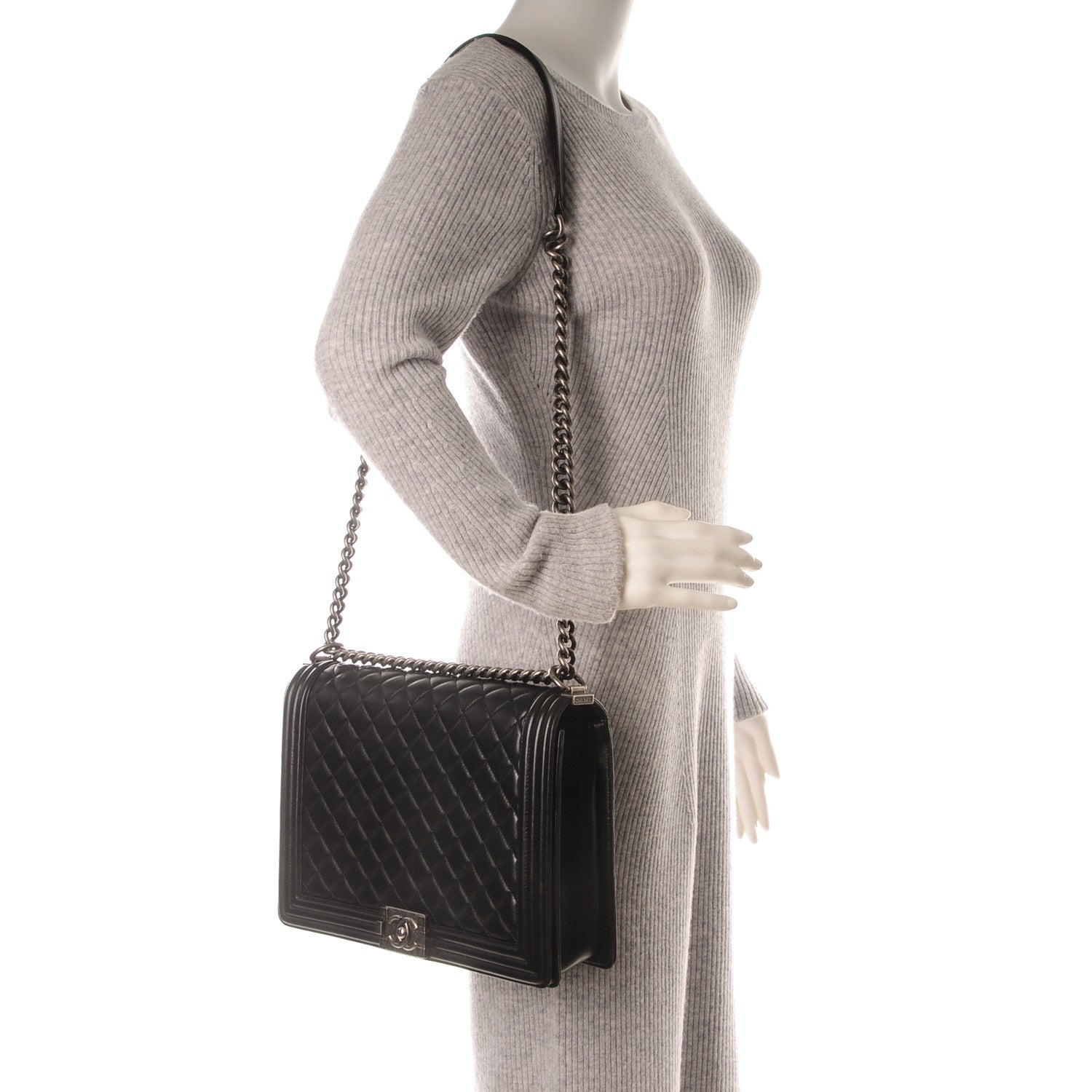 Chanel Lambskin Quilted Large Boy Flap Black 2 of 7