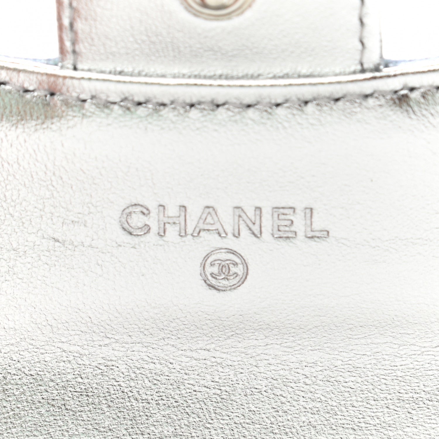 Chanel Gradient Metallic Calfskin Quilted Flap Card Holder Wallet Silver Blue Yellow Purple 6 of 11