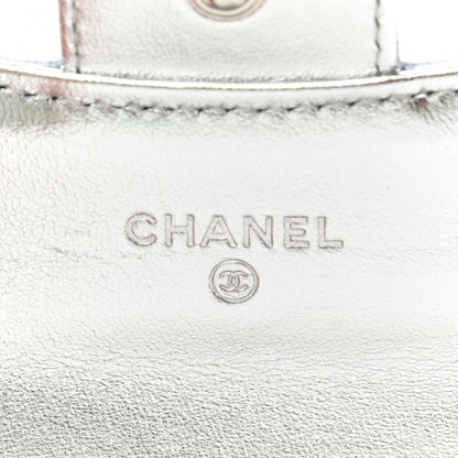 Chanel Gradient Metallic Calfskin Quilted Flap Card Holder Wallet Silver Blue Yellow Purple 6 of 11