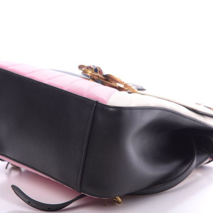 Gucci Calfskin Bamboo Trapuntata Queen Margaret Backpack Blue Agata Hibiscus Red Mystic White Sugar Pink 7 of 12