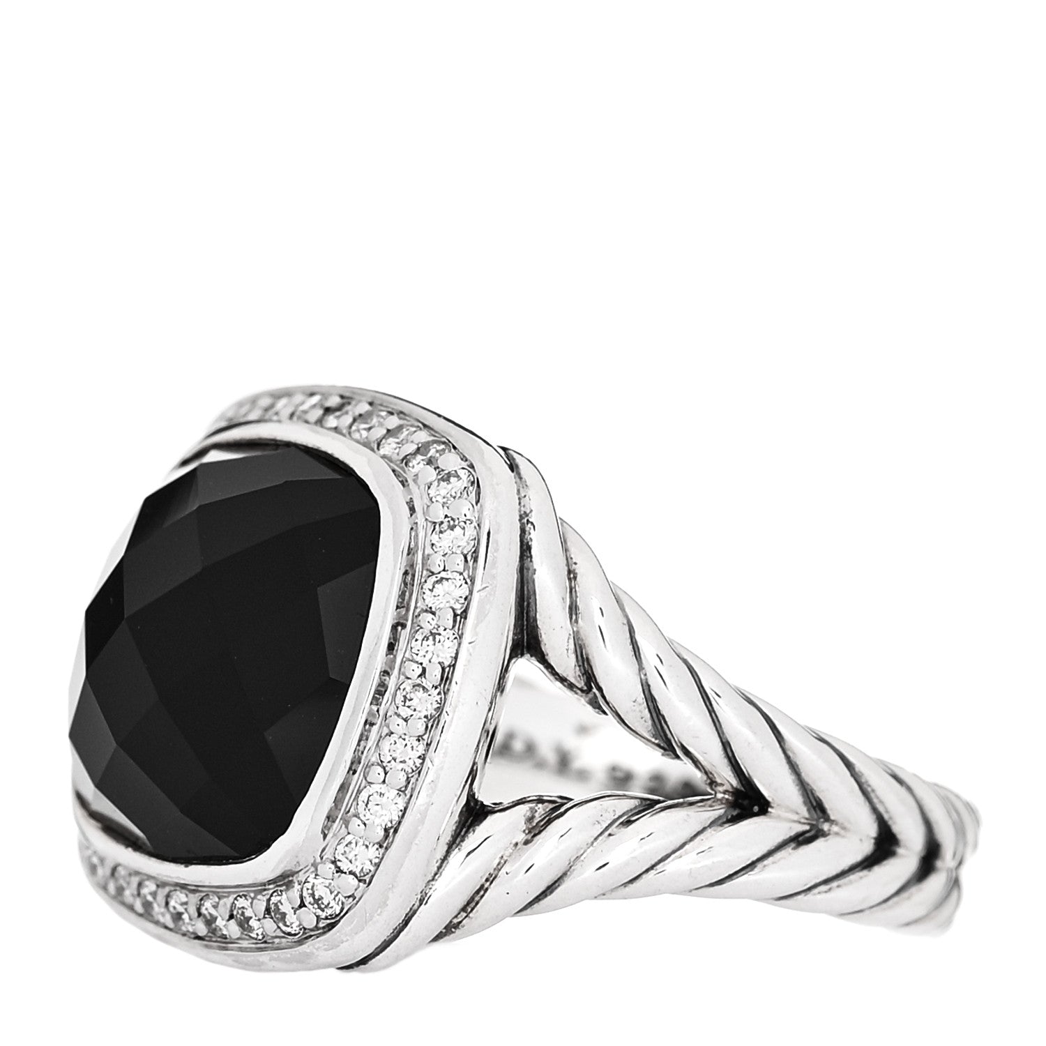 David Yurman Sterling Silver Diamond Black Onyx 11mm Albion Ring 49 5 3 of 7
