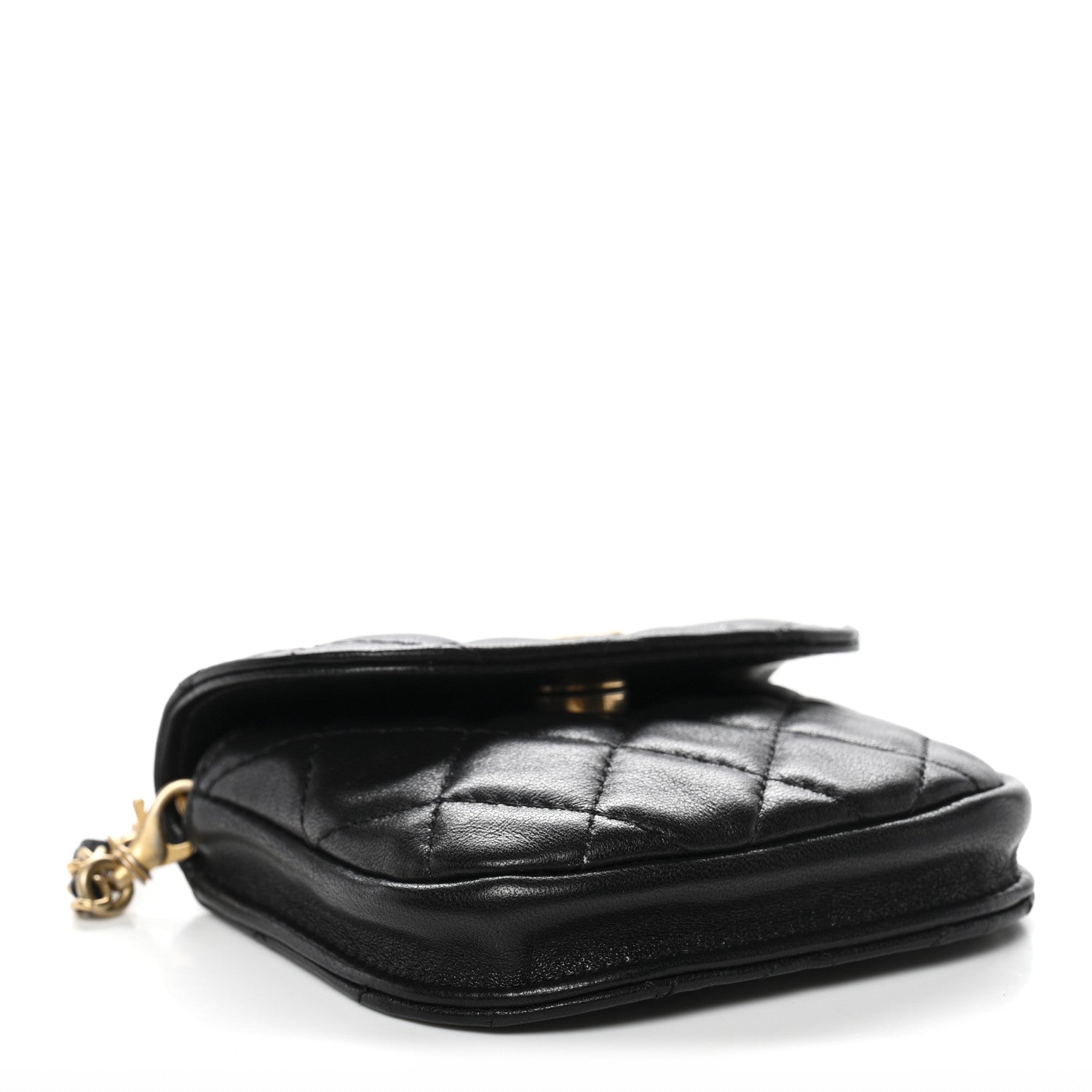 Chanel Lambskin Quilted Pearl Crush Waist Bag Black 4 of 12
