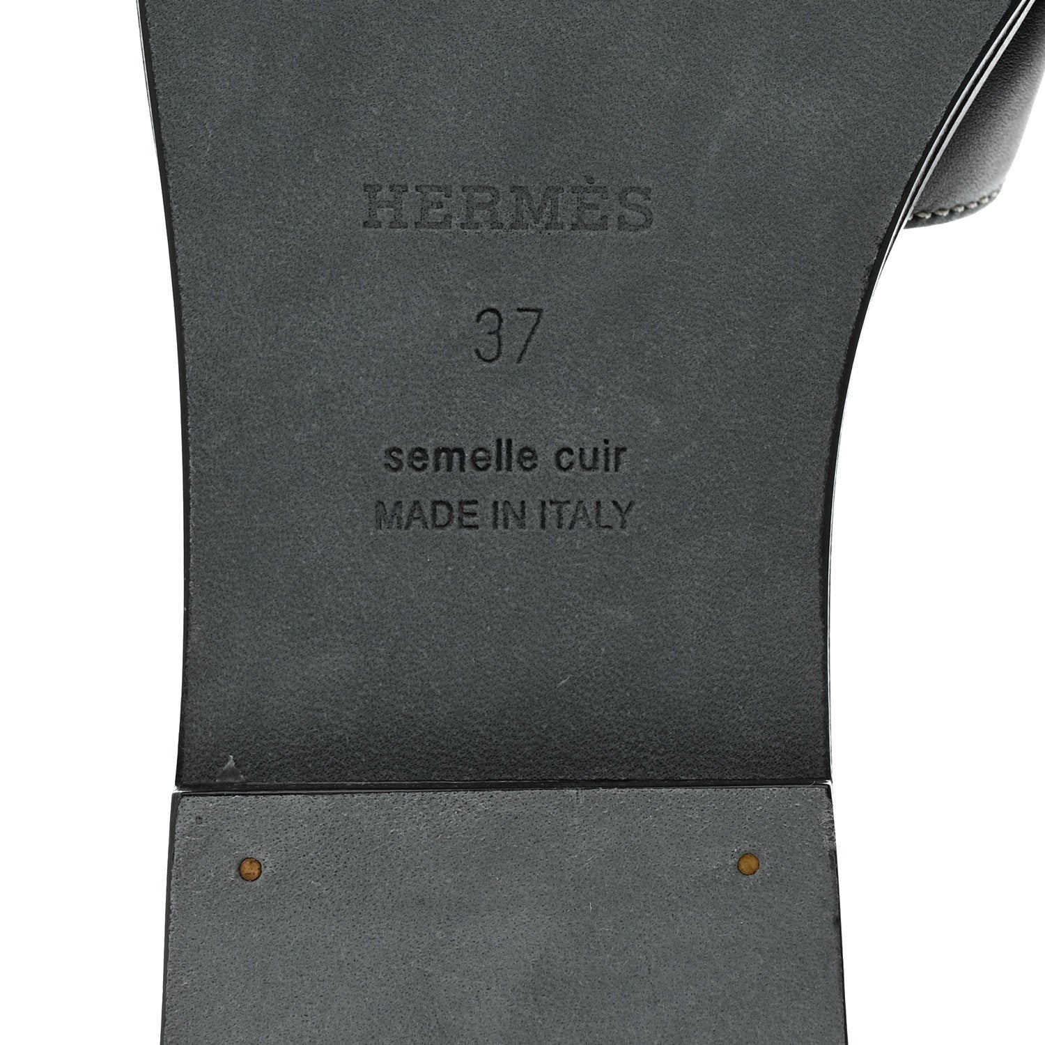 Hermes Box Calfskin Oran Sandals 37 Black 6 of 9