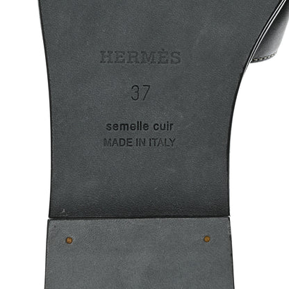 Hermes Box Calfskin Oran Sandals 37 Black 6 of 9