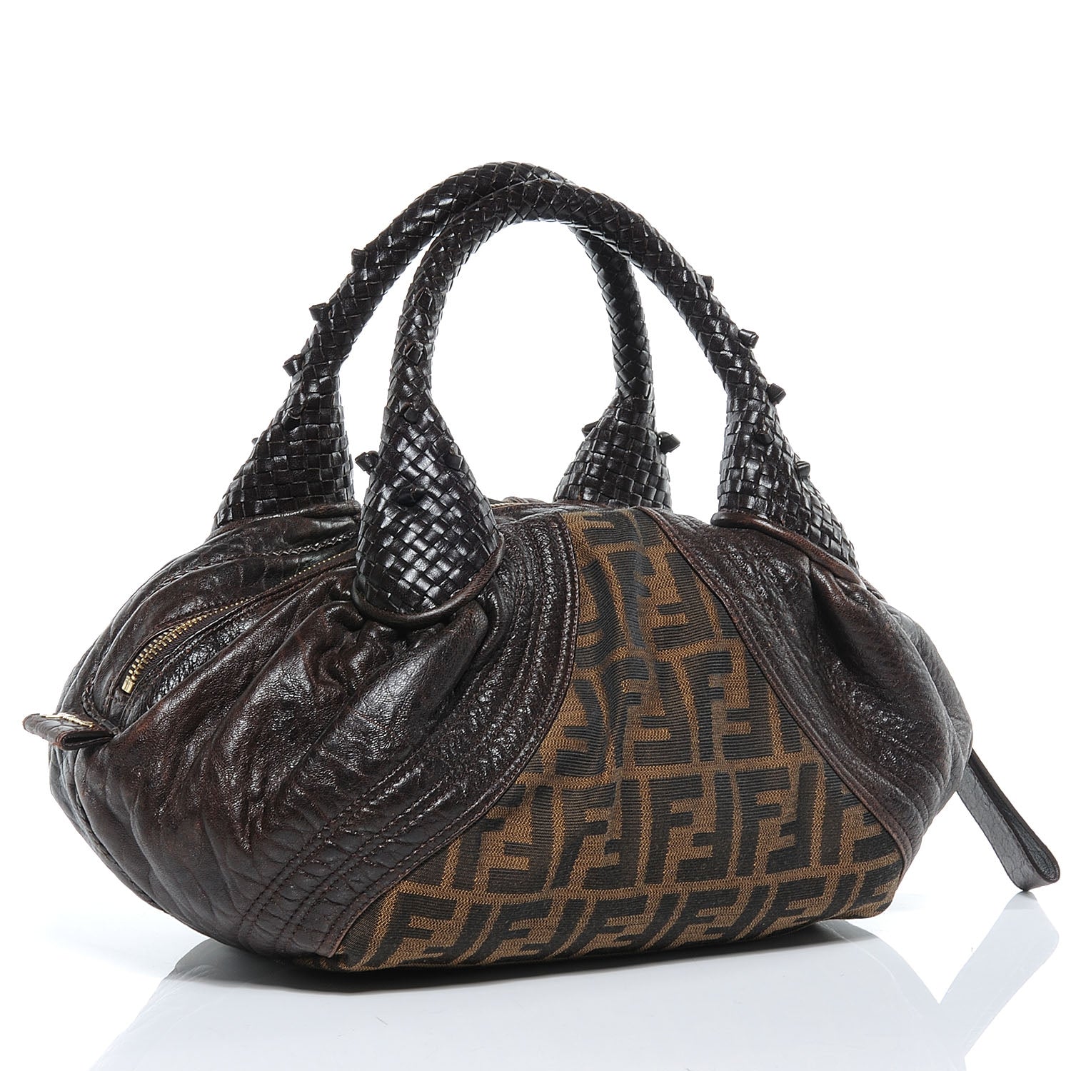 Fendi Zucca Nappa Nuvolata Vitello Tortuga Spy Bowler Tobacco Moro 3 of 10