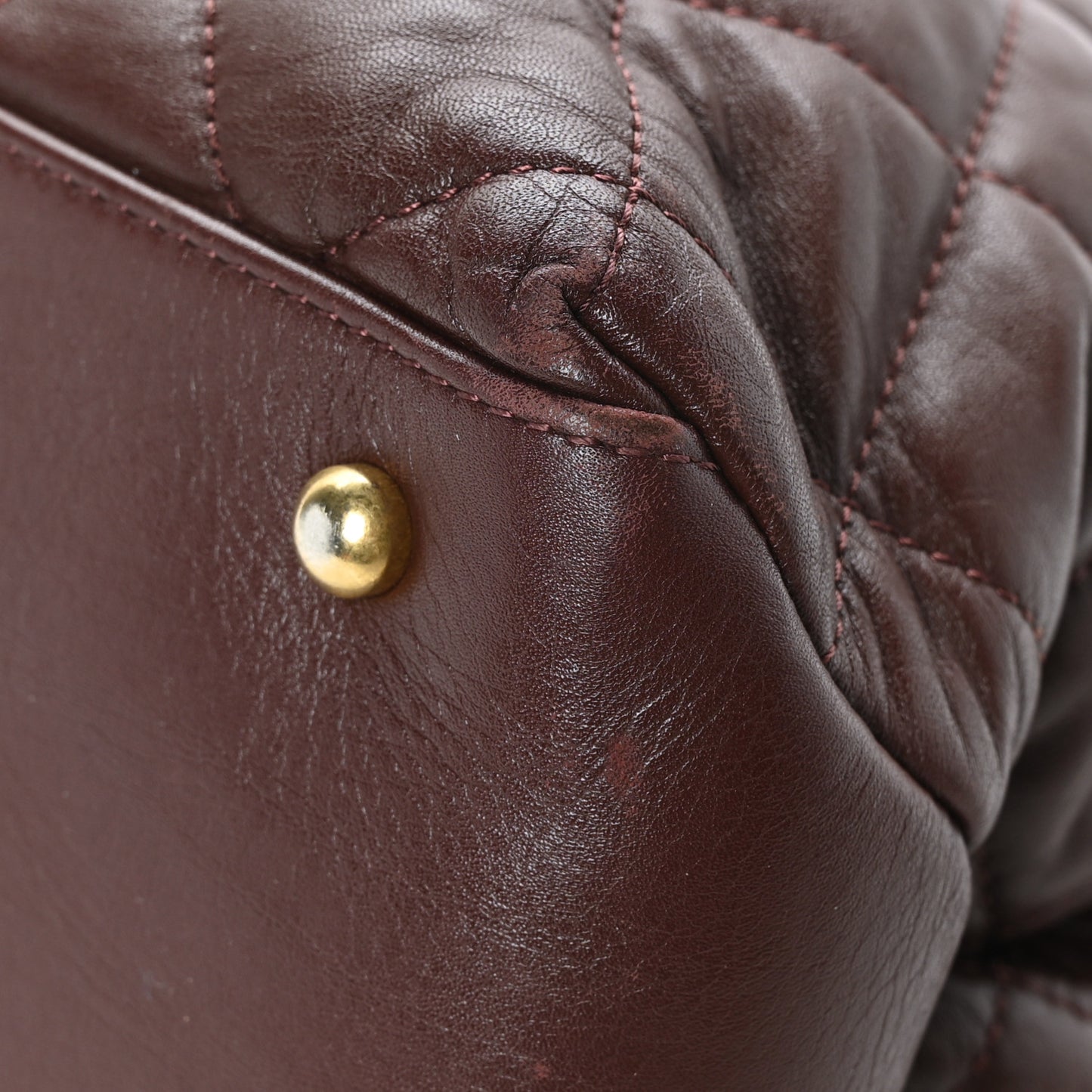 Calfskin Quilted Medium Soft Elegance Tote Burgundy