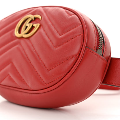 Gucci Calfskin Matelasse GG Marmont Belt Bag 85 34 Hibiscus Red 10 of 10
