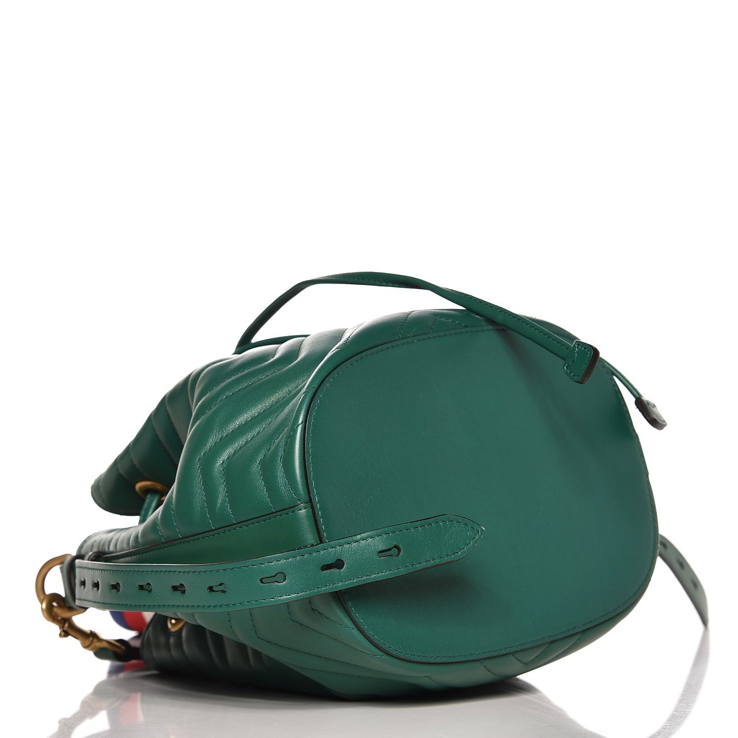 Calfskin Matelasse Sylvie Web GG Marmont Bucket Bag Emerald Green