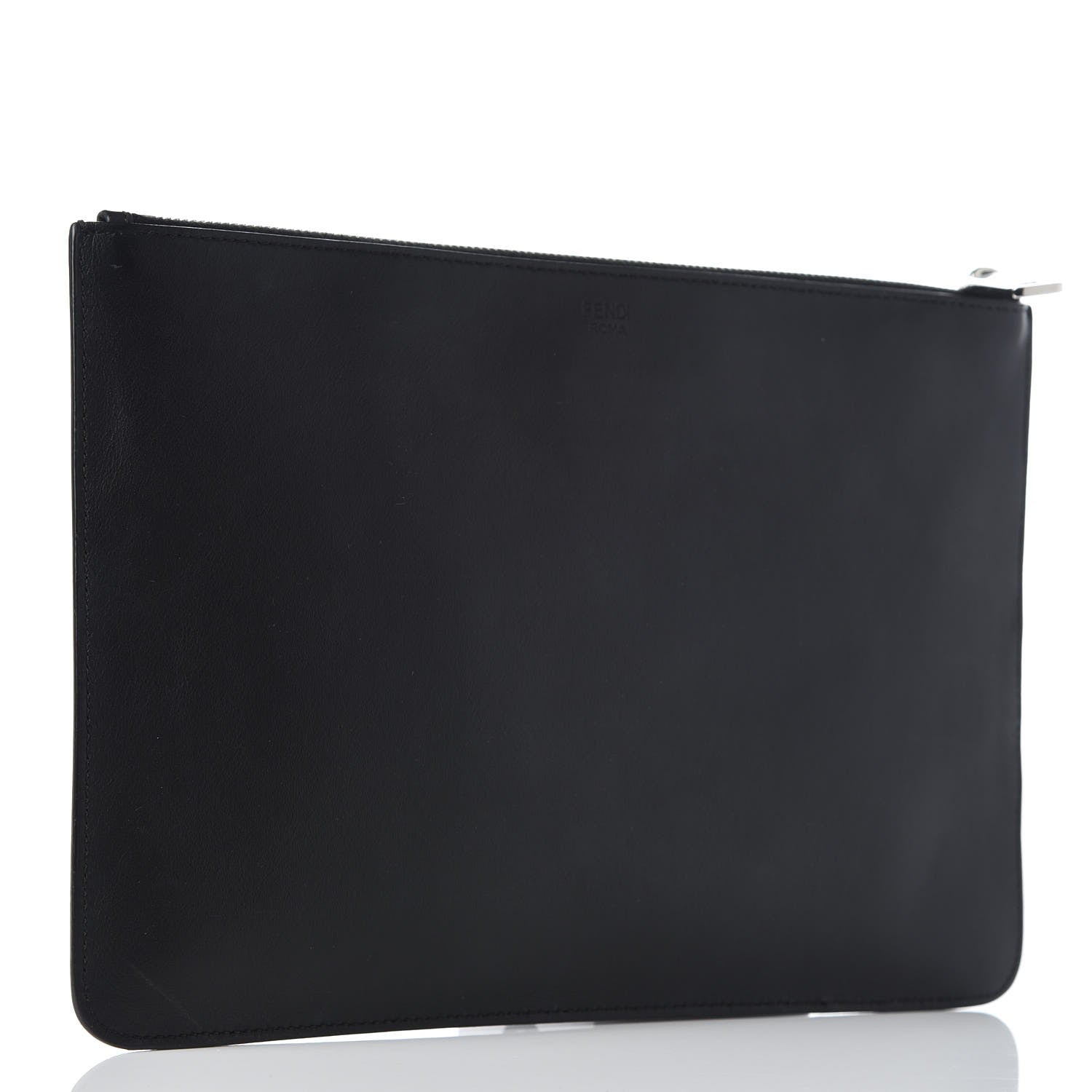 Fendi Calfskin Embroidered Karlito Pouch Black 3 of 8