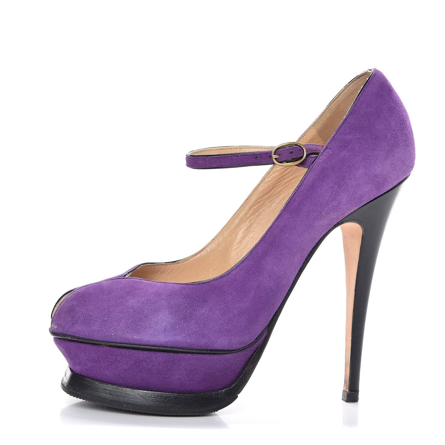 Kid Scamosciato Tribute 105 Platform Mary Jane Peep Toe Pumps 36 Viola