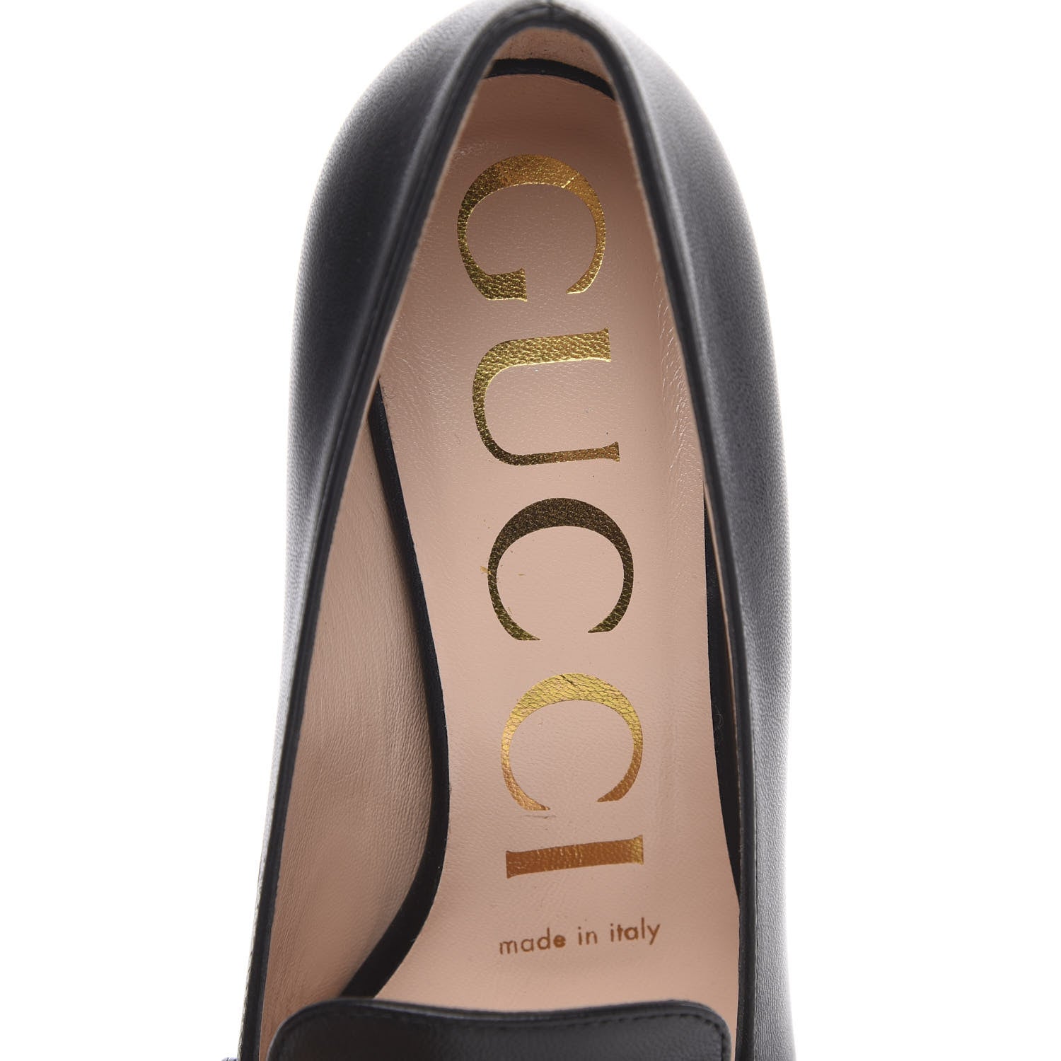 Gucci Malaga Kid Sylvie Web Chain Mid Heel Loafers 35 Black 7 of 9