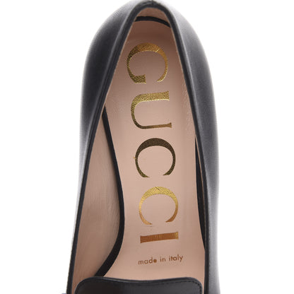 Gucci Malaga Kid Sylvie Web Chain Mid Heel Loafers 35 Black 7 of 9
