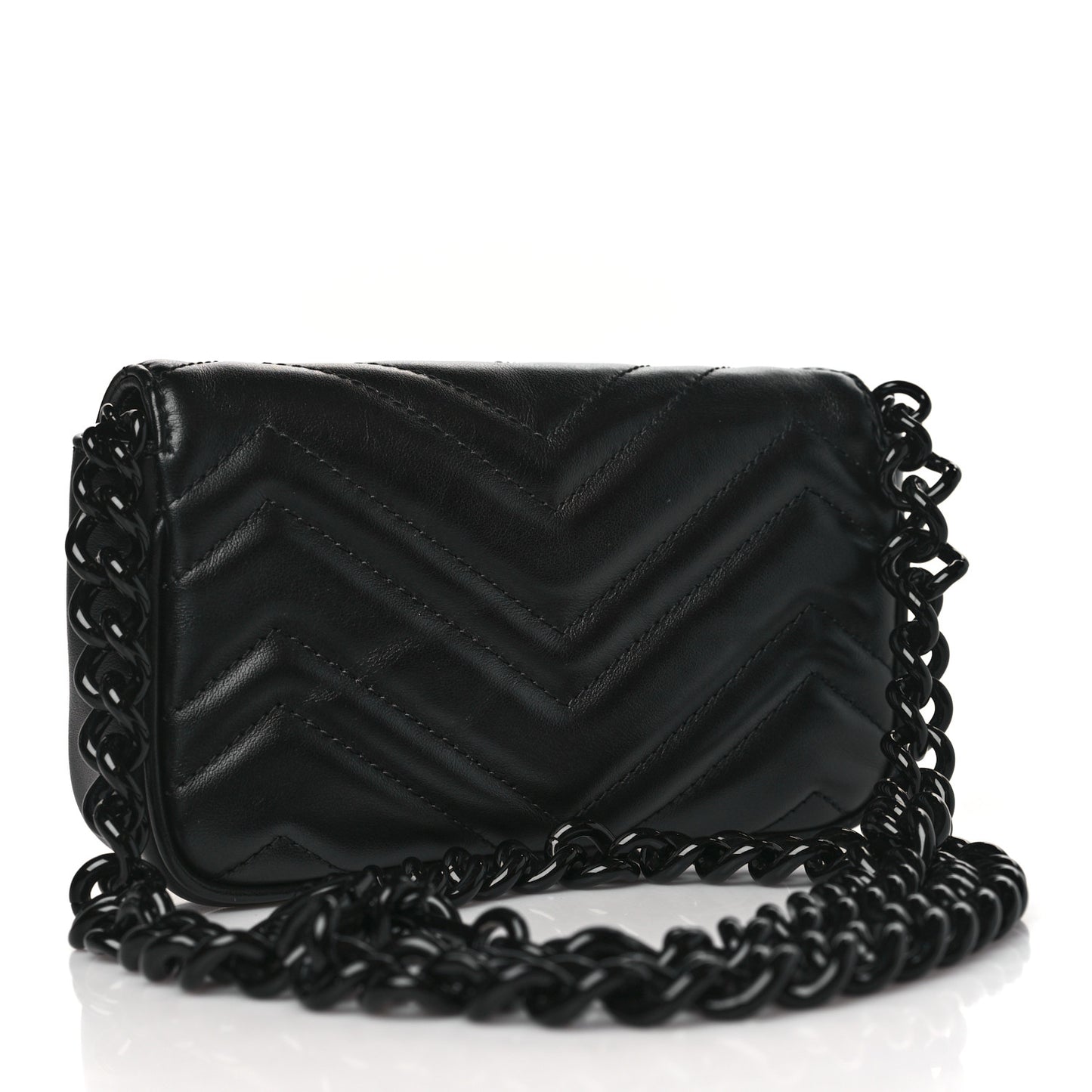 Calfskin Matelasse Monochrome GG Marmont Chain Belt Bag Black
