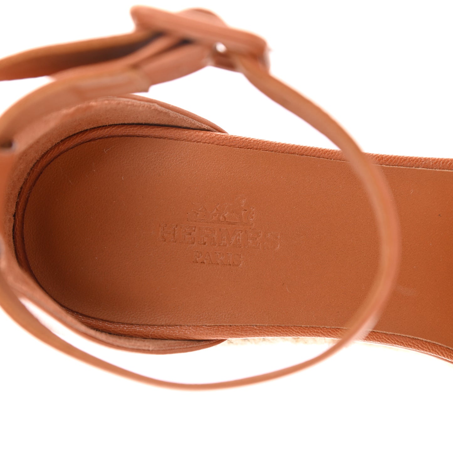 Goatskin Elda Espadrille Wedge Sandals 36 Marron Glaise