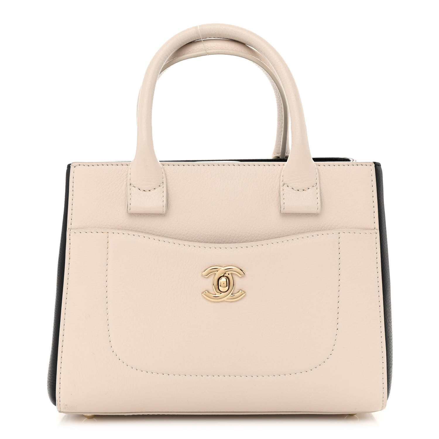 Chanel Grained Calfskin Mini Bi-Color Neo Executive Shopper Tote Beige Black 1 of 9