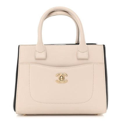 Chanel Grained Calfskin Mini Bi-Color Neo Executive Shopper Tote Beige Black 1 of 9