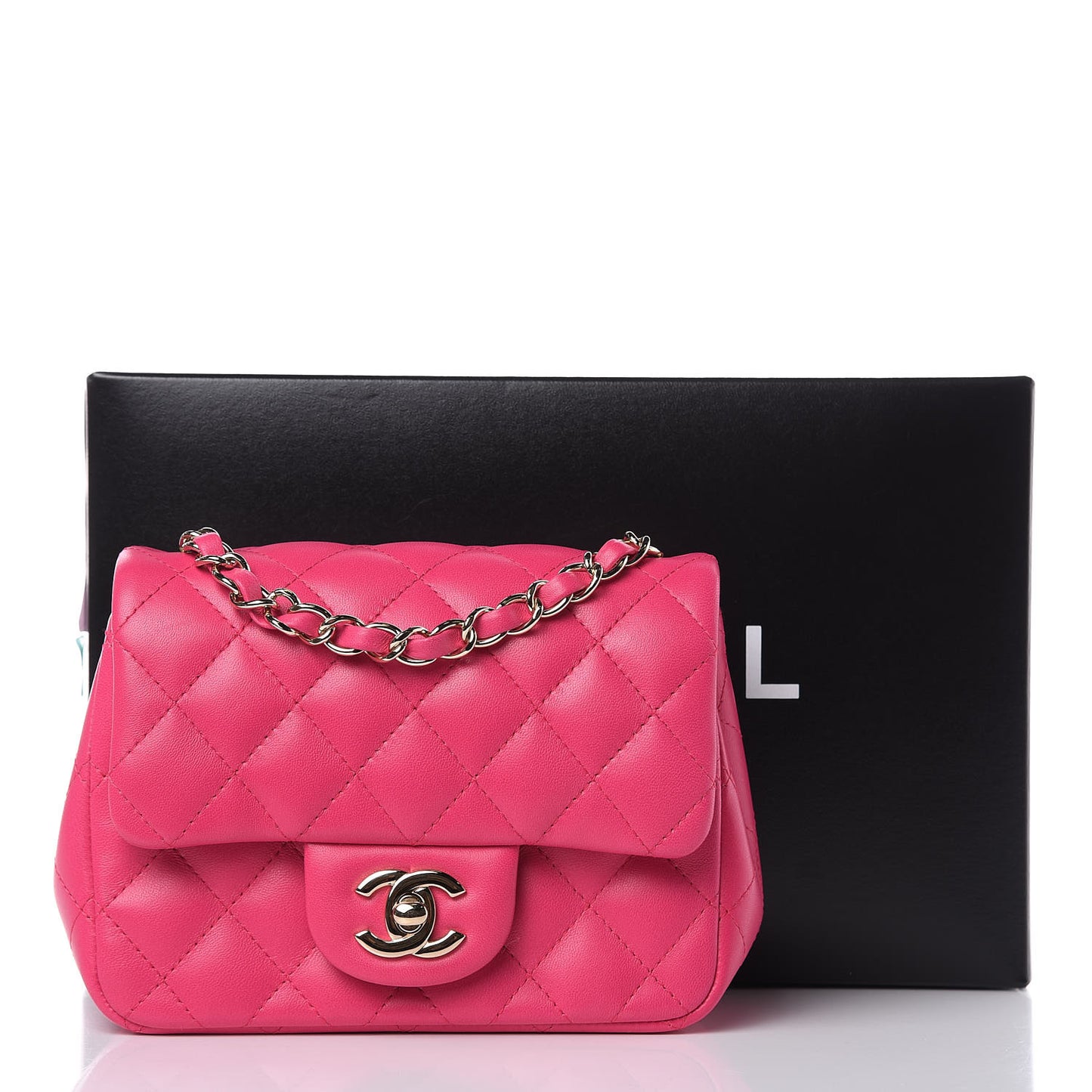 Lambskin Quilted Mini Square Flap Fuchsia