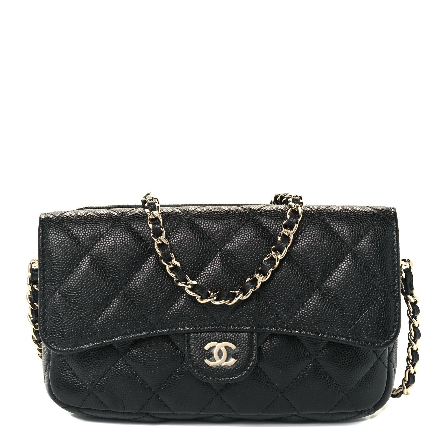 Chanel Caviar Quilted Flap Phone Holder With Chain Black 1 of 13