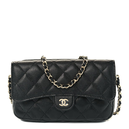 Chanel Caviar Quilted Flap Phone Holder With Chain Black 1 of 13