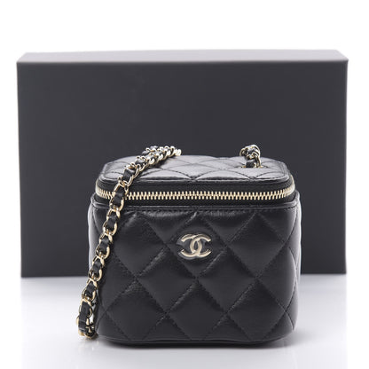 Chanel Lambskin Quilted Mini Vanity Case With Chain Black 11 of 11