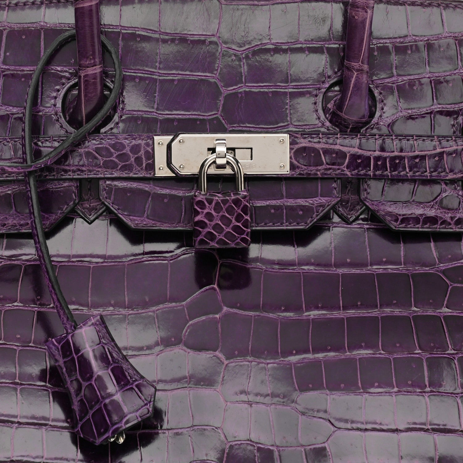Hermes Shiny Porosus Crocodile Birkin 35 Amethyst 7 of 10