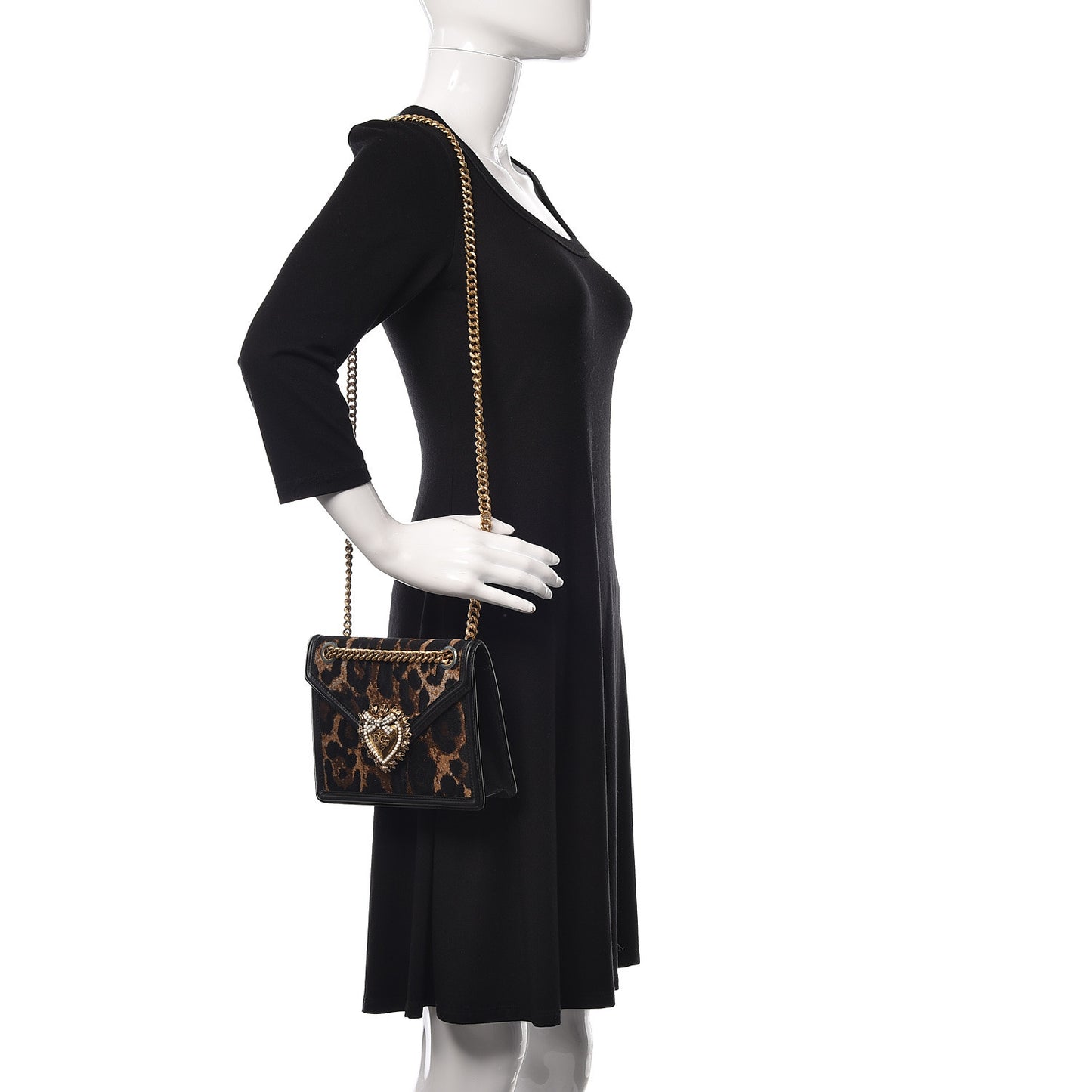 Jacquard Leopard Print Medium Devotion Crossbody Bag Black