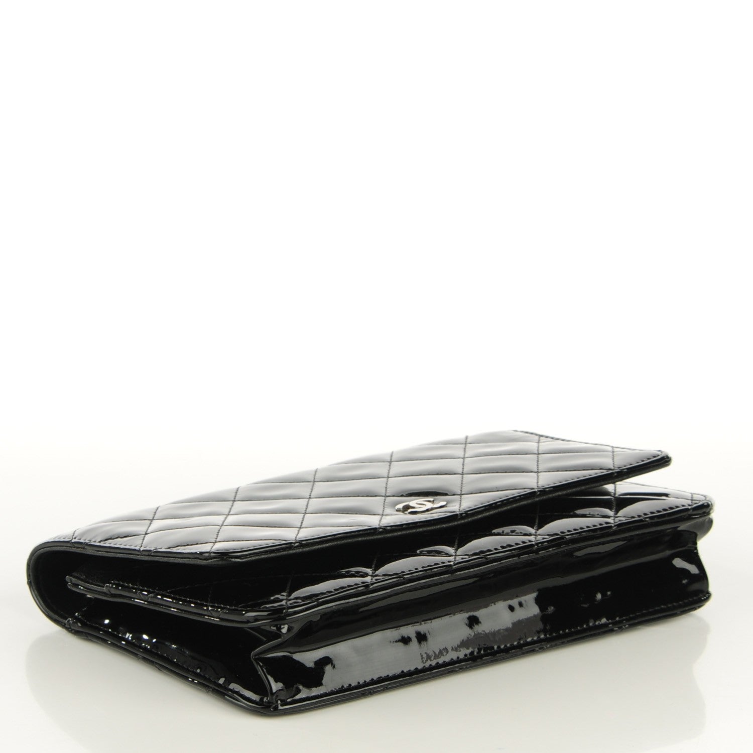 Chanel Patent Quilted Wallet On Chain WOC Black 4 of 8