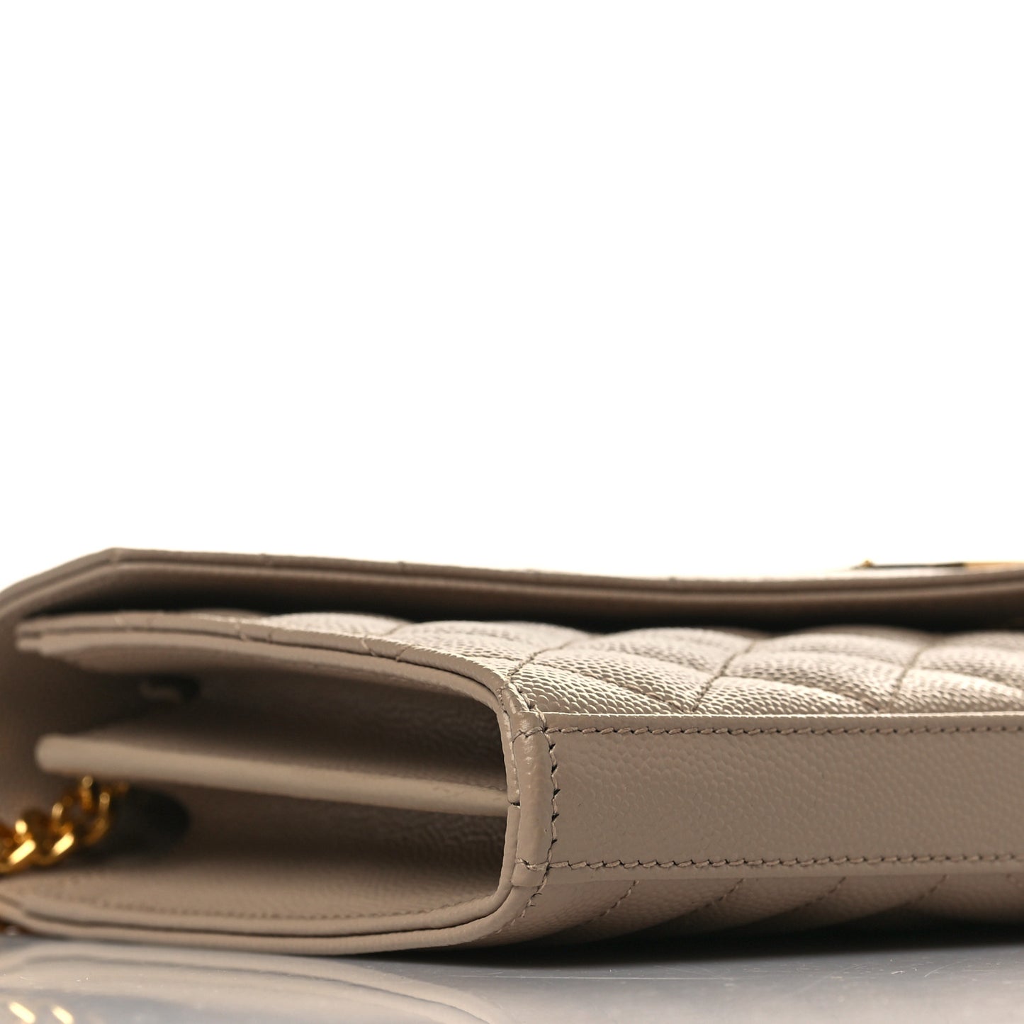 Grain De Poudre Mixed Matelasse Triquilt Monogram Chain Wallet Dark Beige