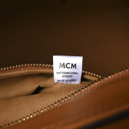 MCM Visetos Calfskin Medium Diamond Tote Cognac 7 of 10