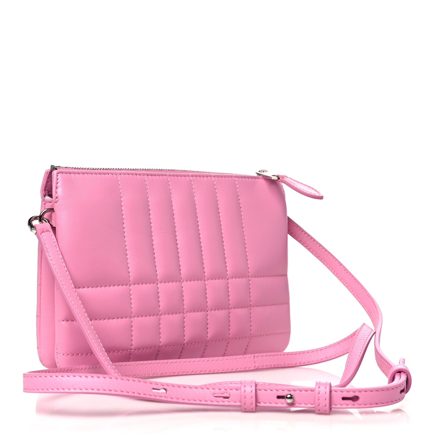 Lambskin Quilted Lola Double Pouch Crossbody Primrose Pink