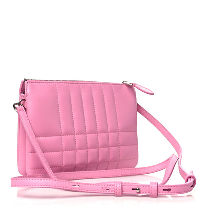 Burberry Lambskin Quilted Lola Double Pouch Crossbody Primrose Pink 2 of 5