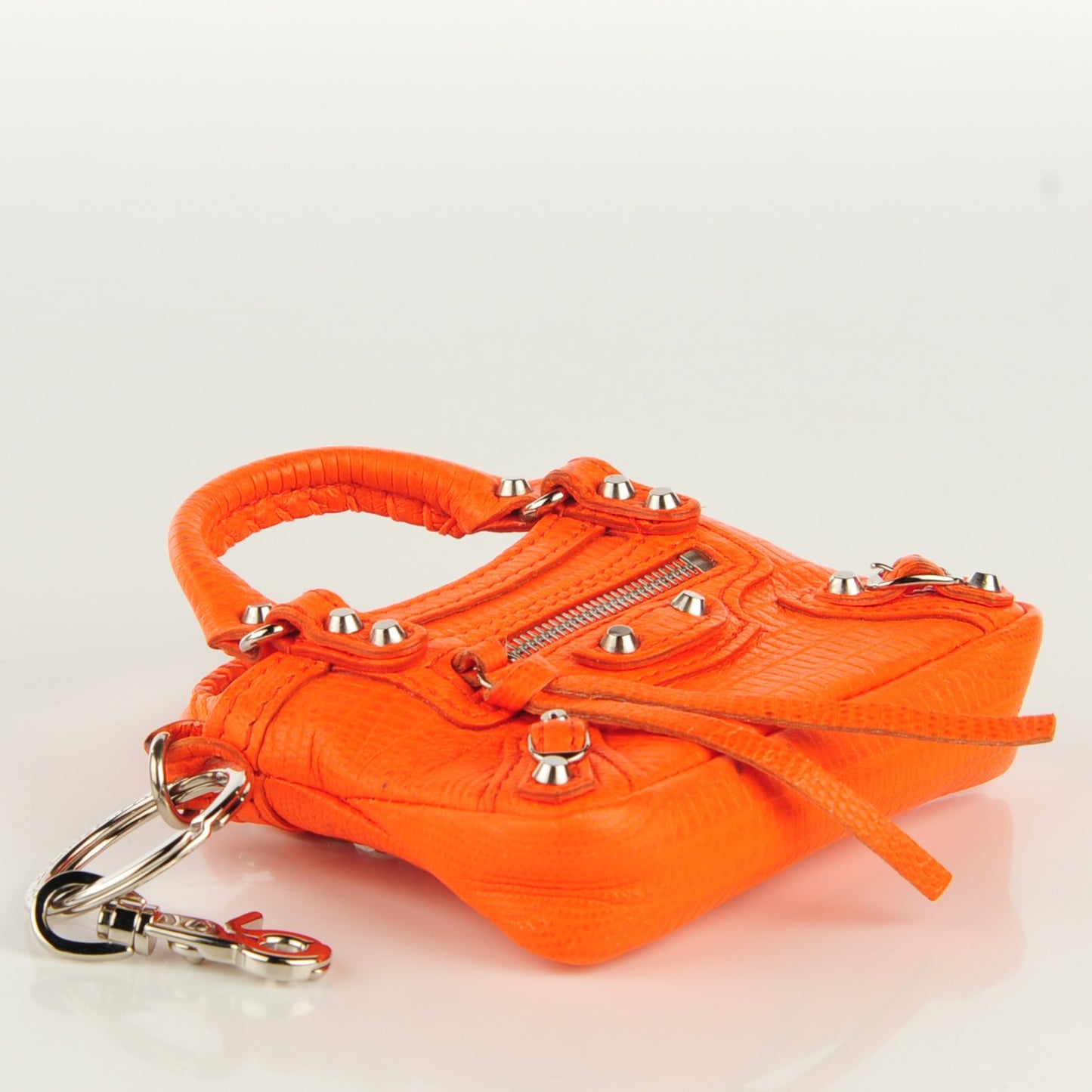 Lizard Embossed Mini First Bag Charm Orange