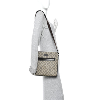 Gucci GG Supreme Monogram Medium Flat Messenger Bag Beige Brown 2 of 10