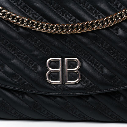Balenciaga Calfskin Logo Matelasse M BB Chain Shoulder Bag Black 8 of 11