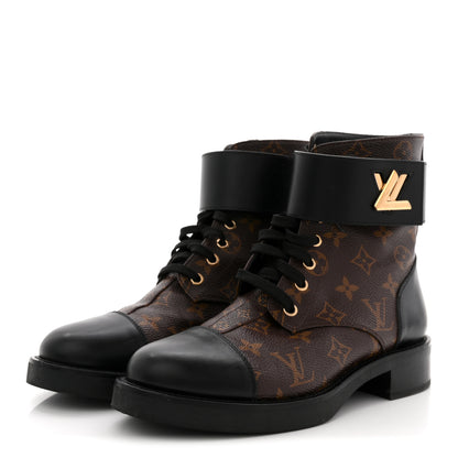 Louis Vuitton Calfskin Monogram Wonderland Flat Ranger Boots 39 Black 4 of 10