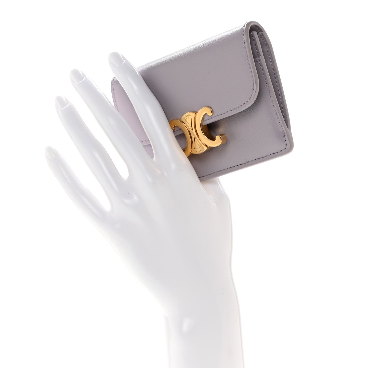 Celine Shiny Calfskin Triomphe Flap Card Holder Lilac 1427034