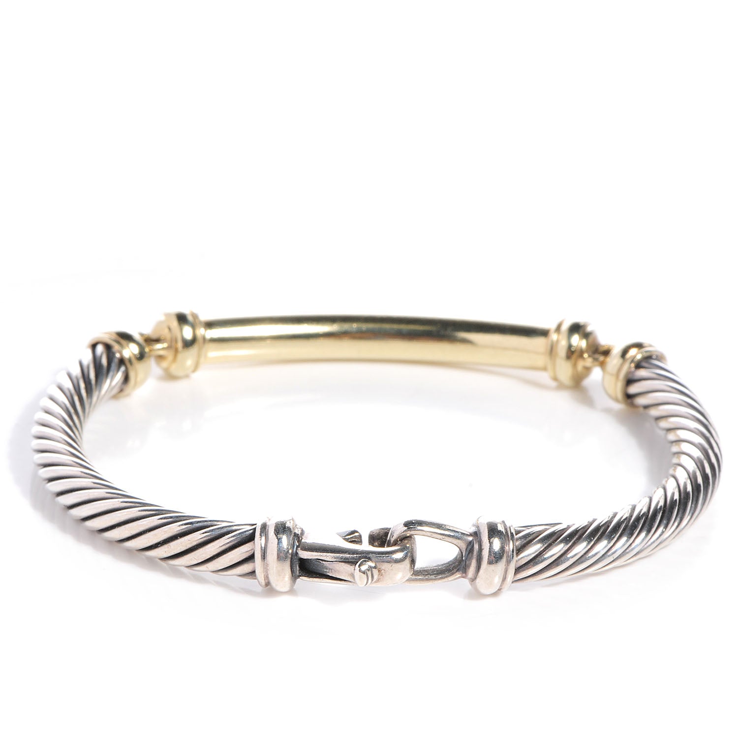David Yurman Sterling Silver 14K Yellow Gold 5mm Metro Cable Bracelet 4 of 5