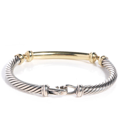 David Yurman Sterling Silver 14K Yellow Gold 5mm Metro Cable Bracelet 4 of 5