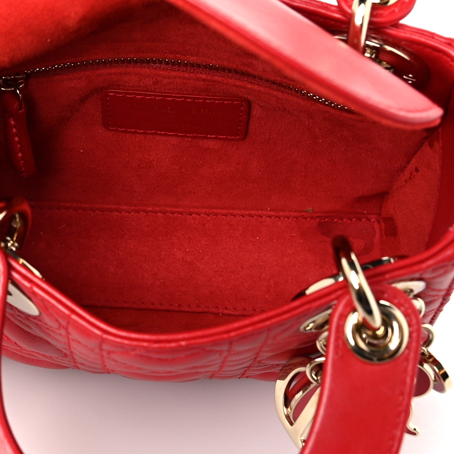 Christian Dior Calfskin Cannage Dioramour Mini Lady Dior Bag Bright Red 5 of 9