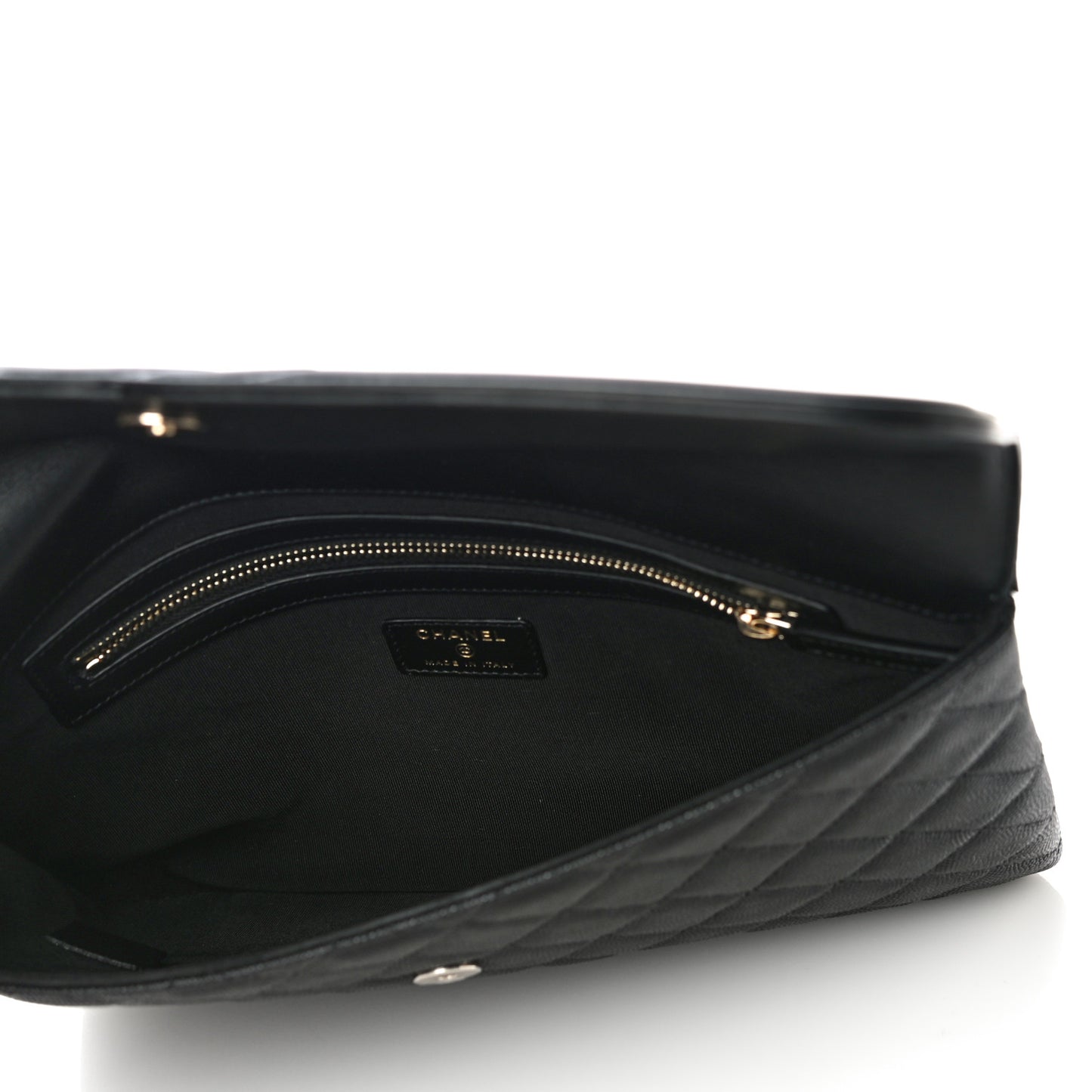 Caviar Quilted Filigree Flap Pouch Black