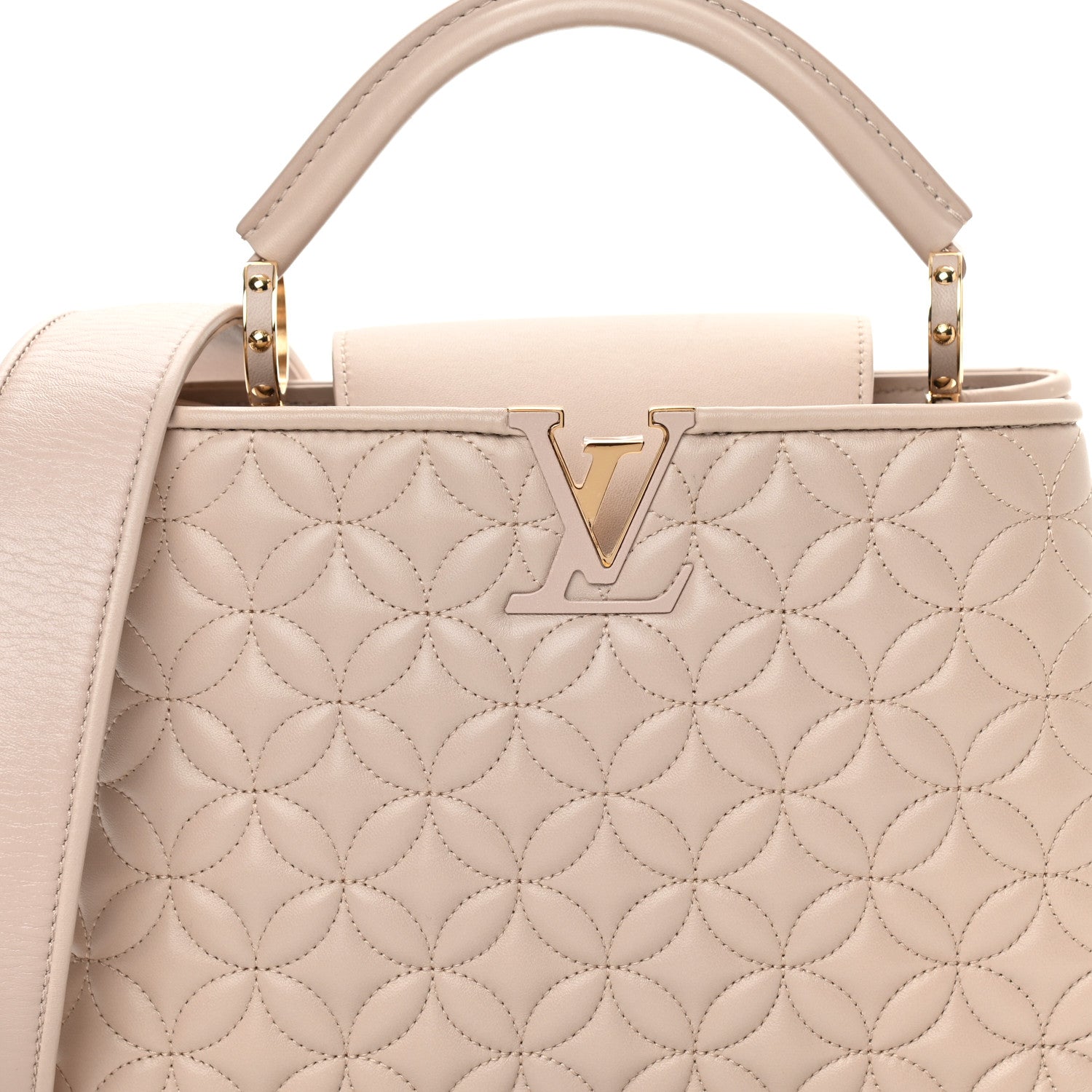 Louis Vuitton Lambskin Quilted Flower Capucines BB Vanilla 8 of 10