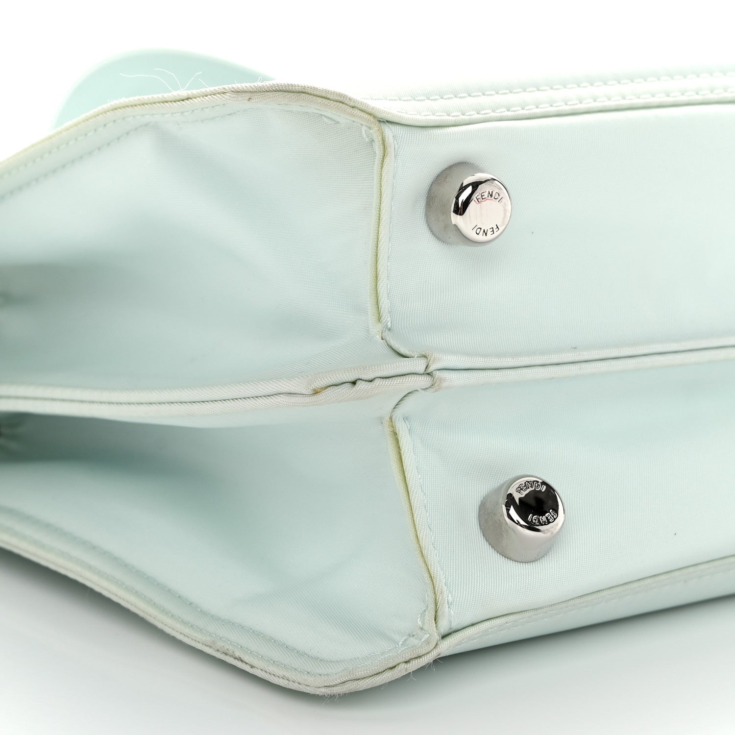 Fendi Nylon Vitello Cover Logo Embossed Mini Peekaboo I SEE U Satchel Baleari Black 11 of 13