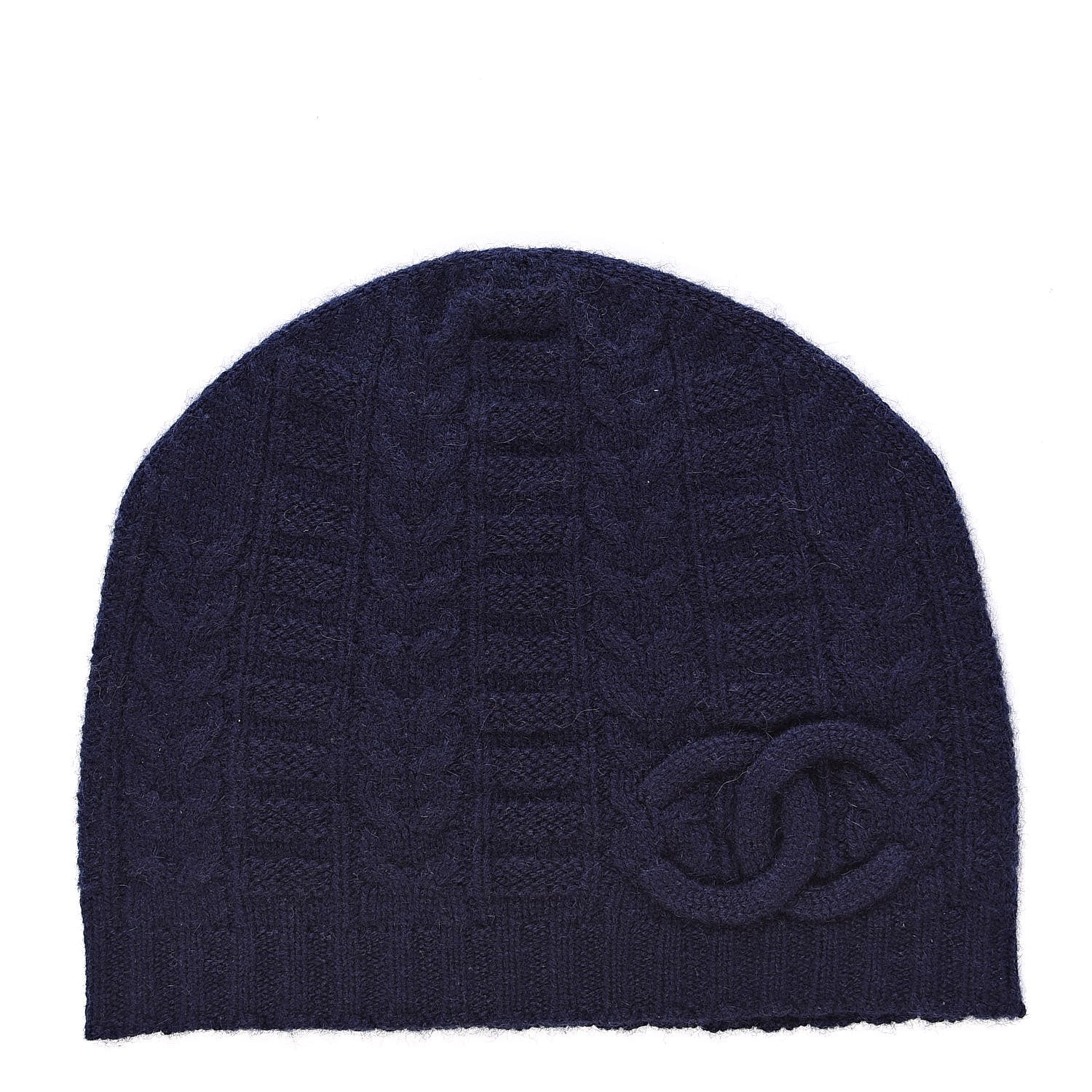 Chanel CHANE Cashmere CC Beanie Hat Navy 1 of 4