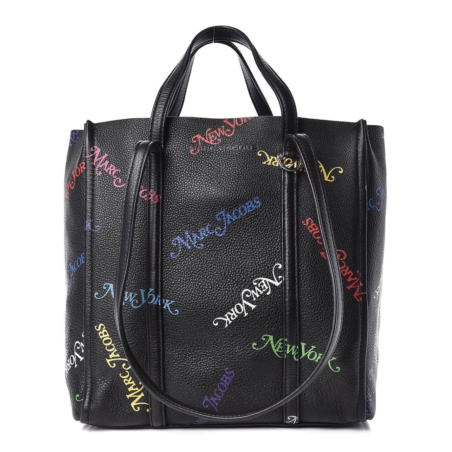 Marc Jacobs Grained Calfskin New York Magazine The Tag Tote Black Multi 1 of 9