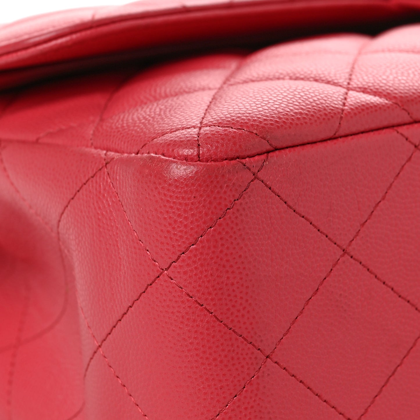 Caviar Quilted Jumbo Double Flap Red