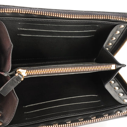 Valentino Garavani Calfskin Medium Rockstud Zip Around Wallet Black 5 of 8